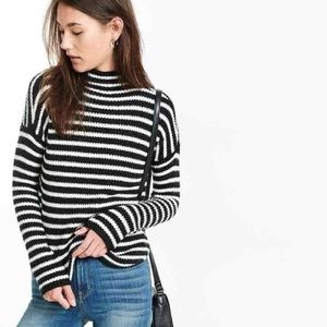 EXPRESS MOCK NECK HIGH LOW STRIPED SWEATER